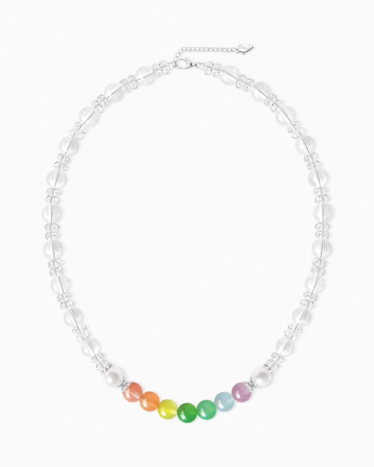 clear quartz rainbow beaded necklace