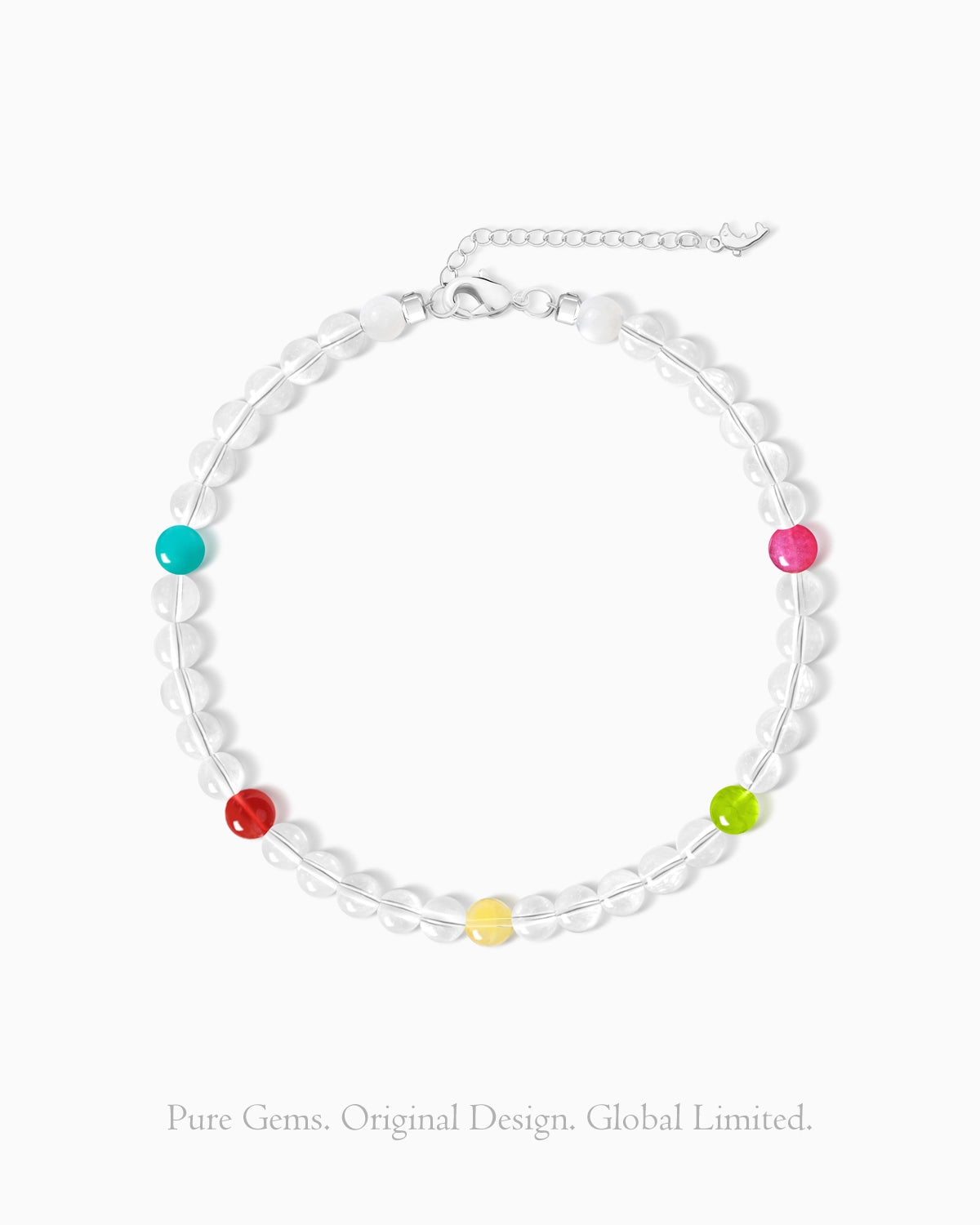 clear quartz beaded bracelet with multi-gem – april gemstone jewelry
