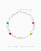 clear quartz beaded bracelet with multi-gem – april gemstone jewelry