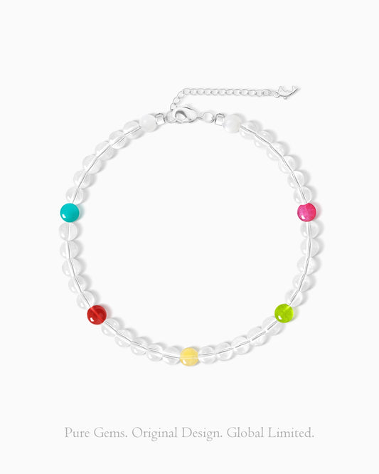clear quartz beaded bracelet with multi-gem – april gemstone jewelry