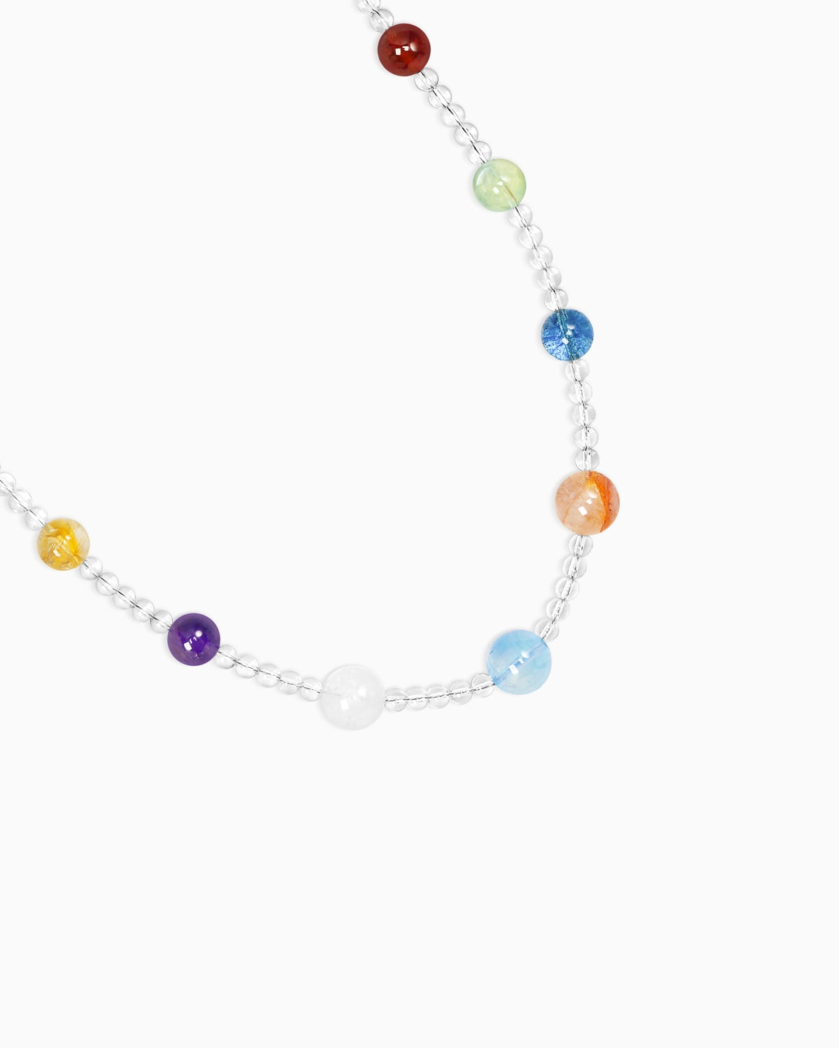 Clear Quartz Rainbow Multi-Gem 14K Gold Plated Necklace