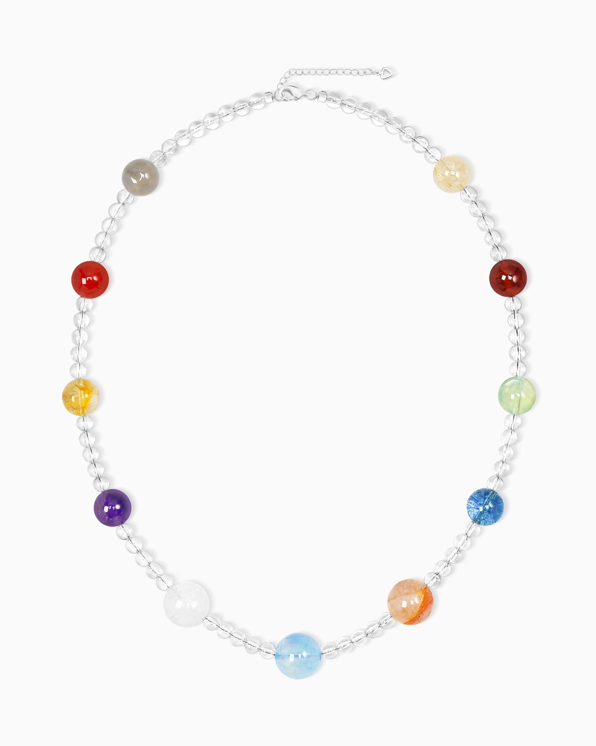 Clear Quartz Rainbow Gold Plated Beaded Necklace