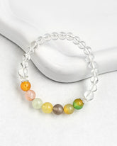 Clear Quartz Rainbow Agate Silver Bracelet – Clarity & Joy