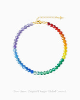 Rainbow Agate Amethyst 14K Gold Plated Beaded Bracelet