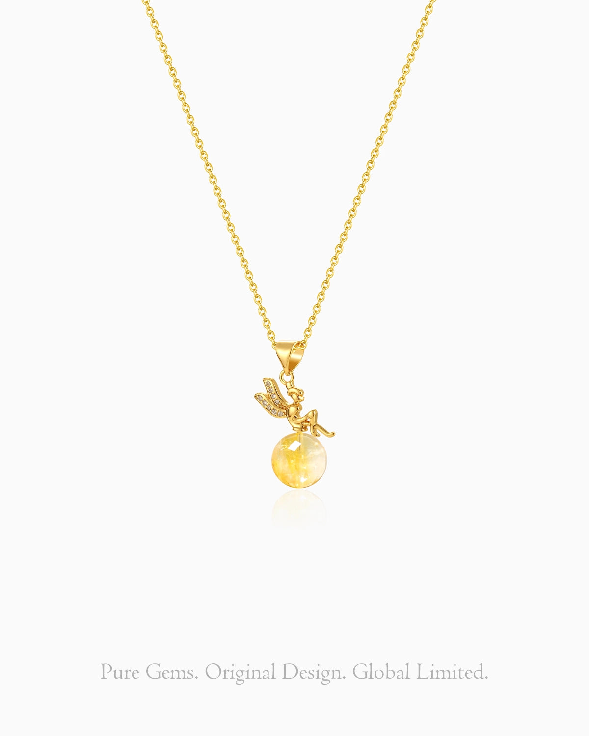 Citrine Fairy Gold Plated Sterling Silver Pendant Necklace