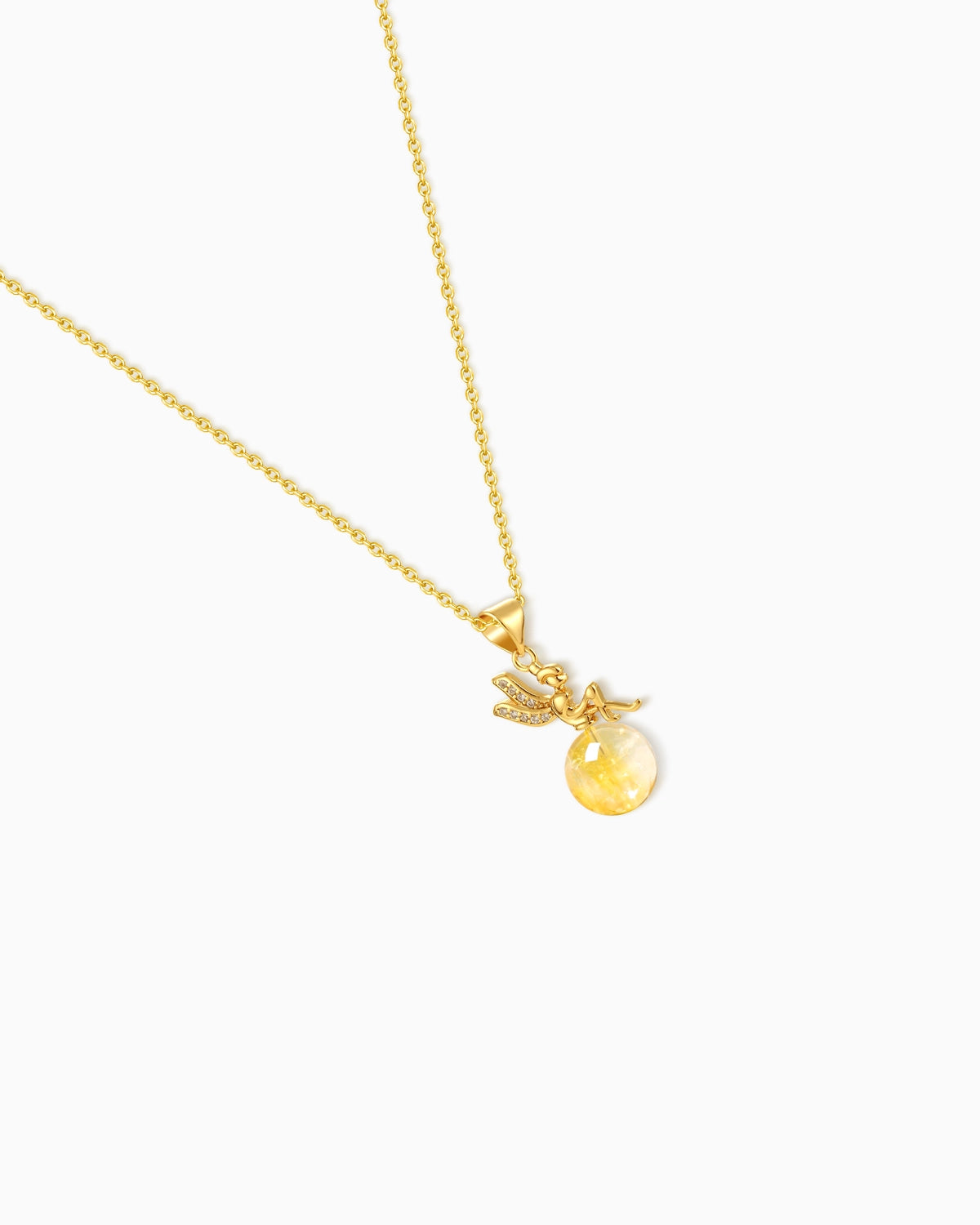 Citrine Fairy Gold Plated Sterling Silver Pendant Necklace