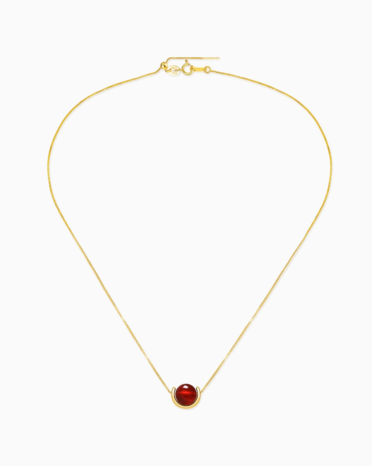 Garnet U-Shape Gold Plated Sterling Silver Necklace