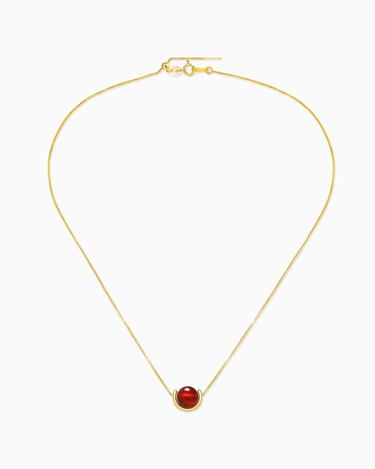 Garnet U-Shape Gold Plated Sterling Silver Necklace