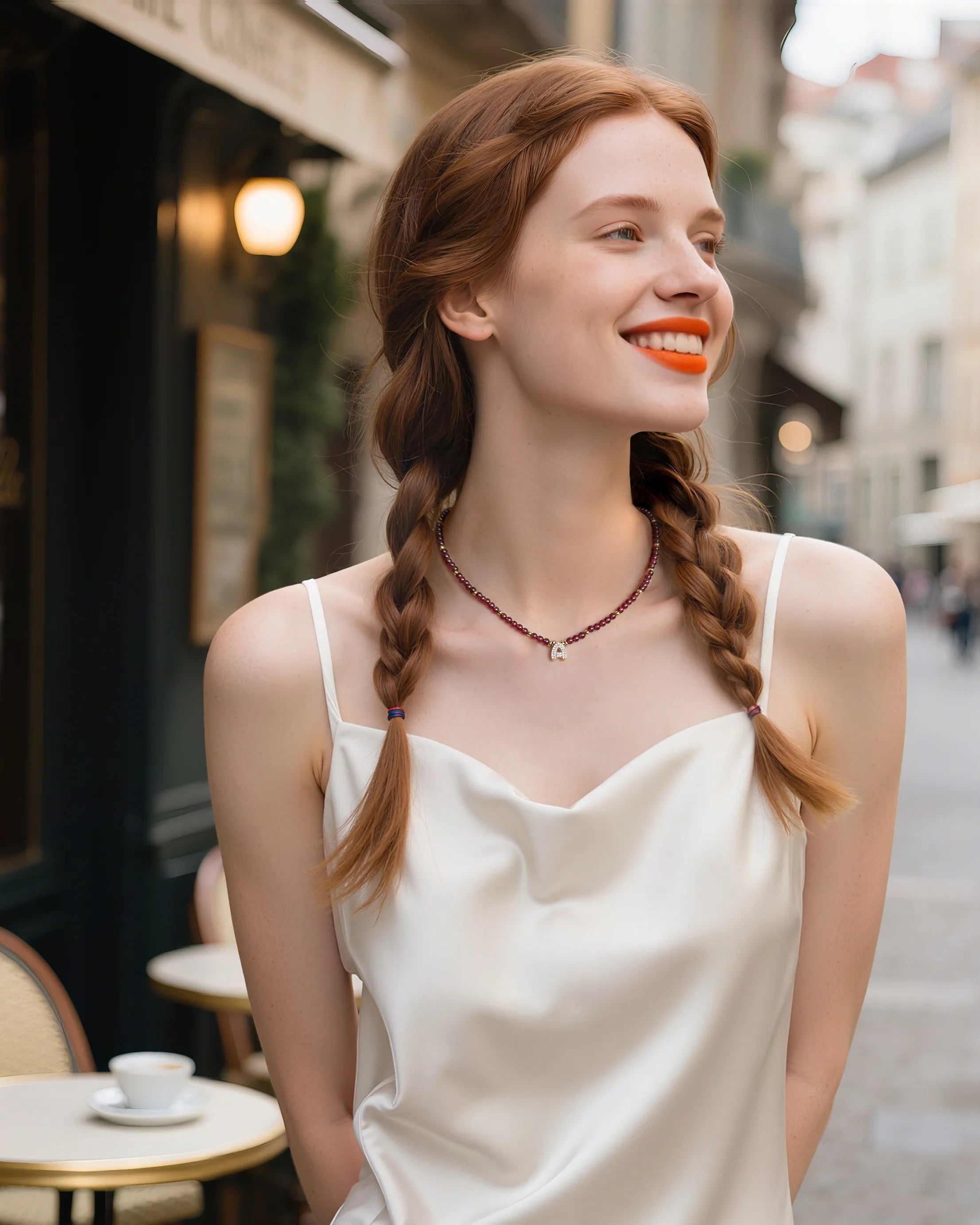 garnet beaded necklace