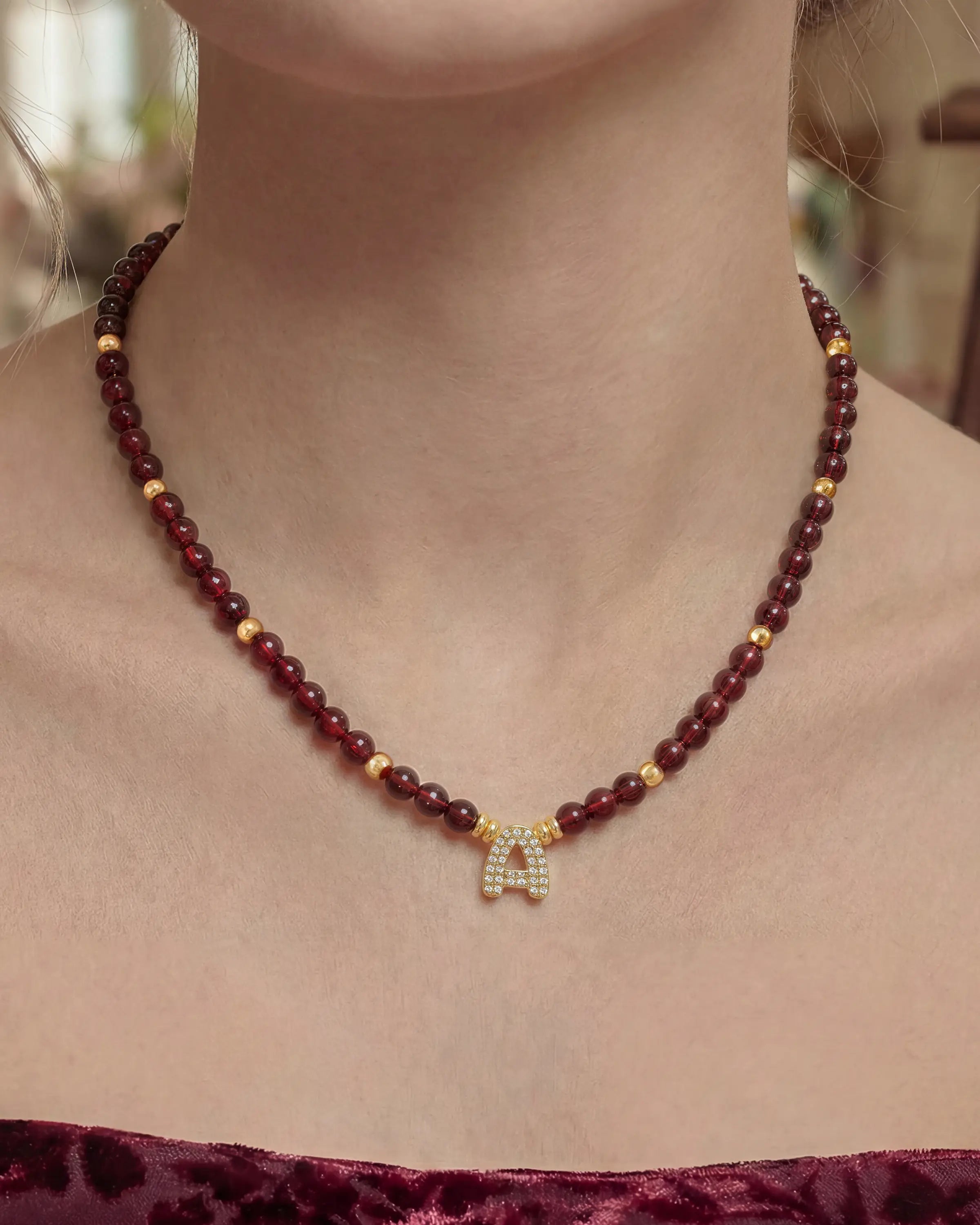 garnet beaded necklace