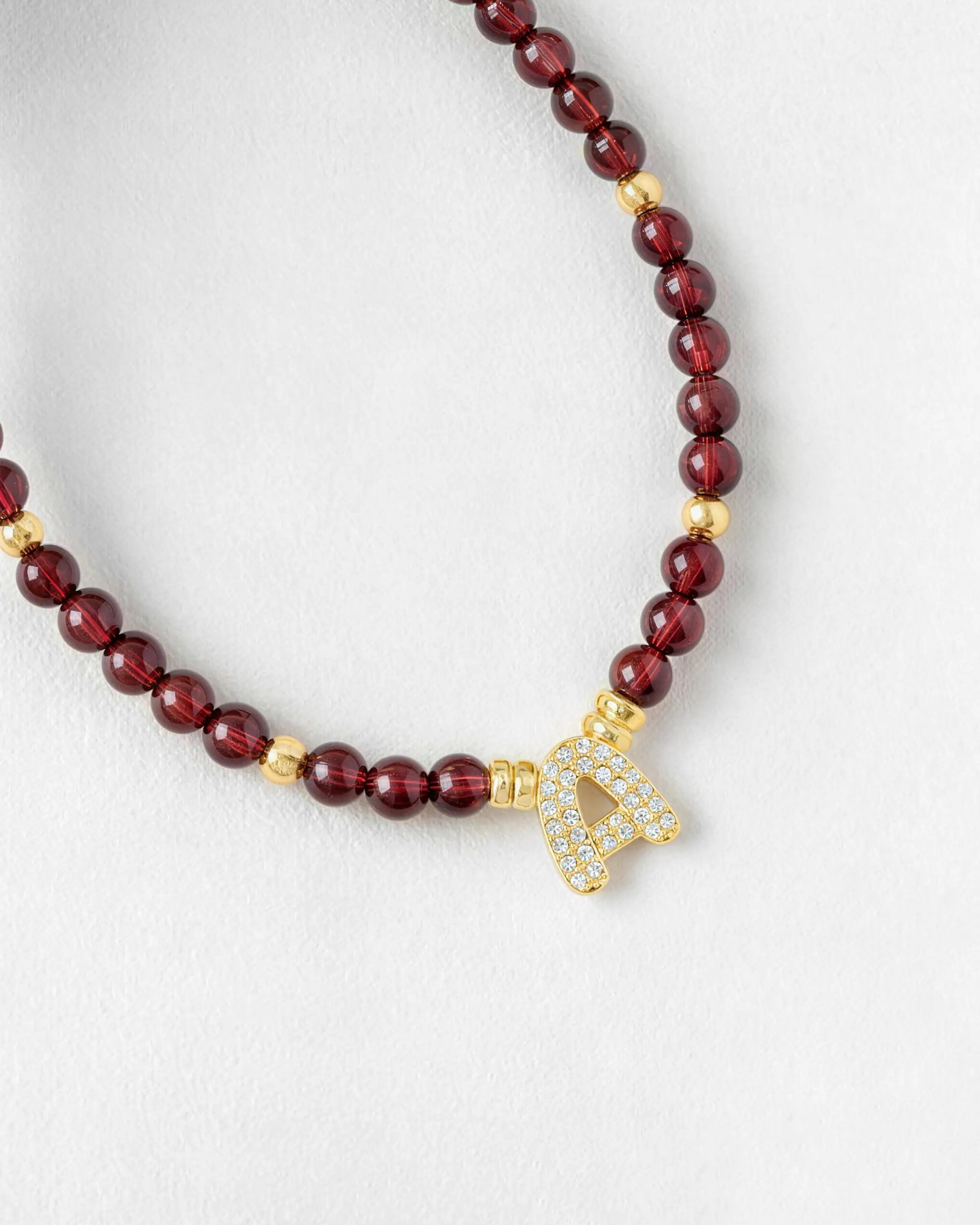 garnet beaded necklace detail