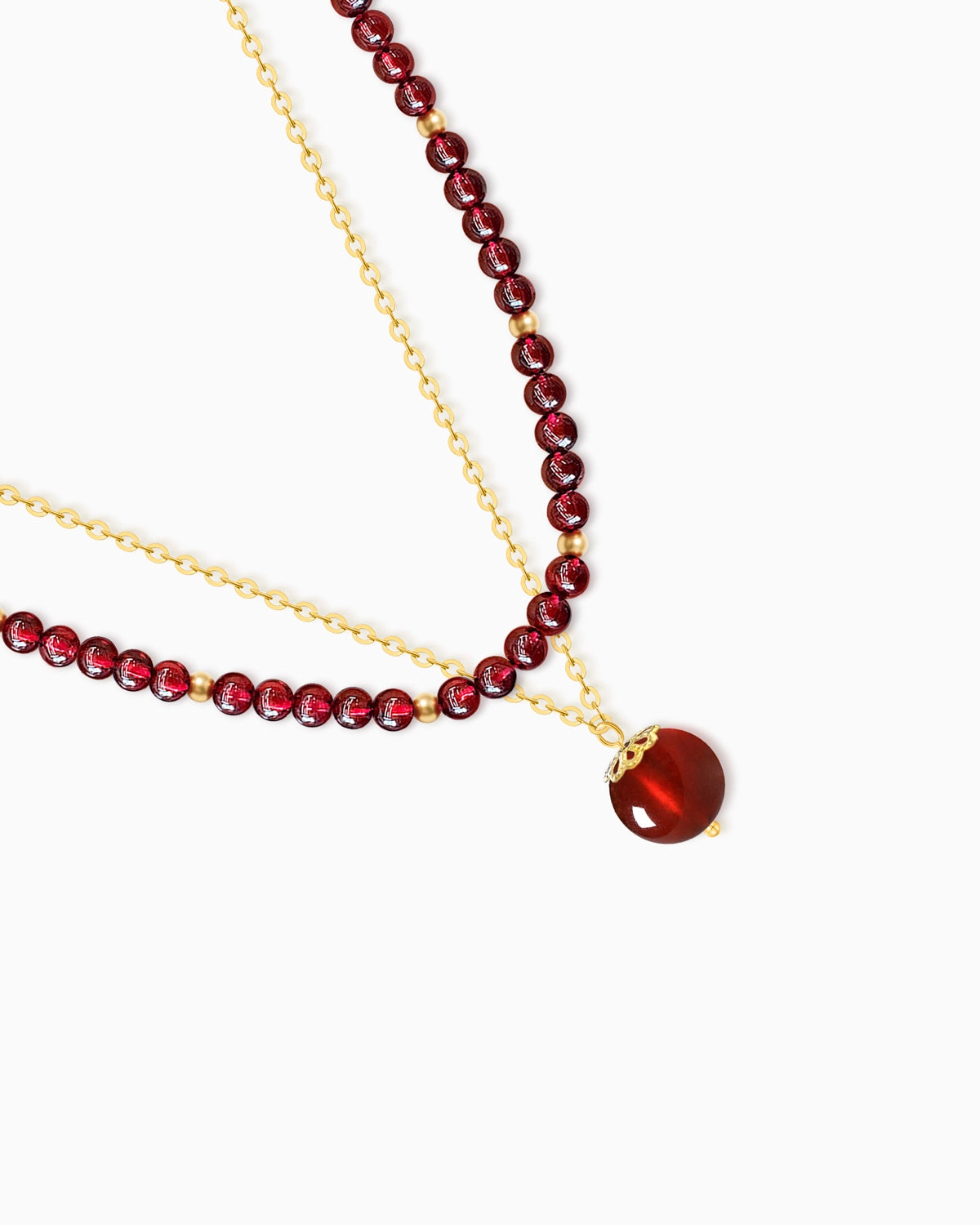 garnet pendant necklace set details