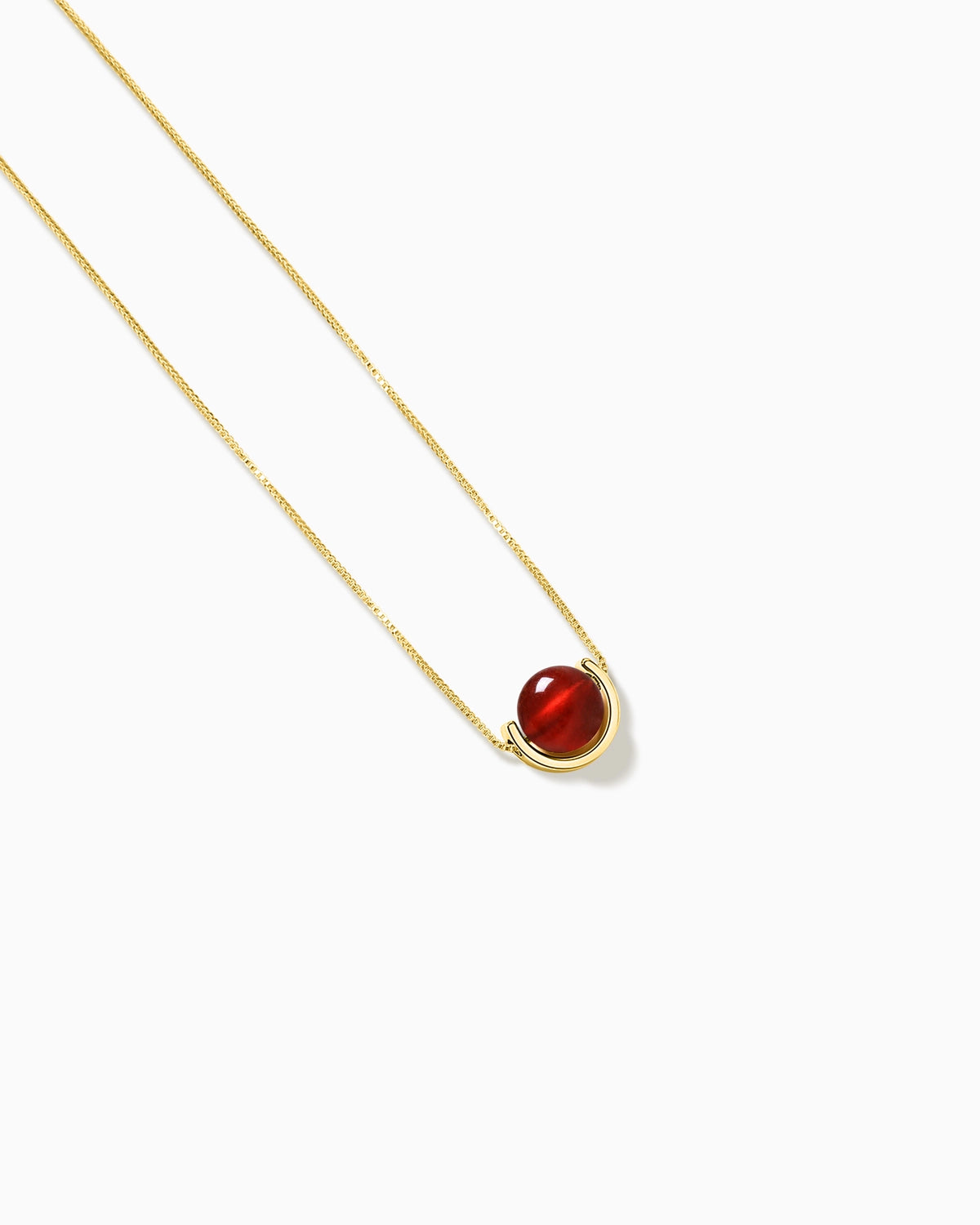 Garnet U-Shape Gold Plated Sterling Silver Necklace