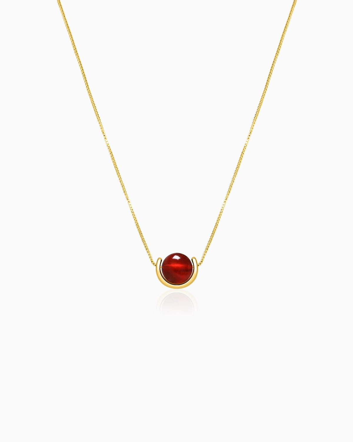 Garnet U-Shape Gold Plated Sterling Silver Necklace