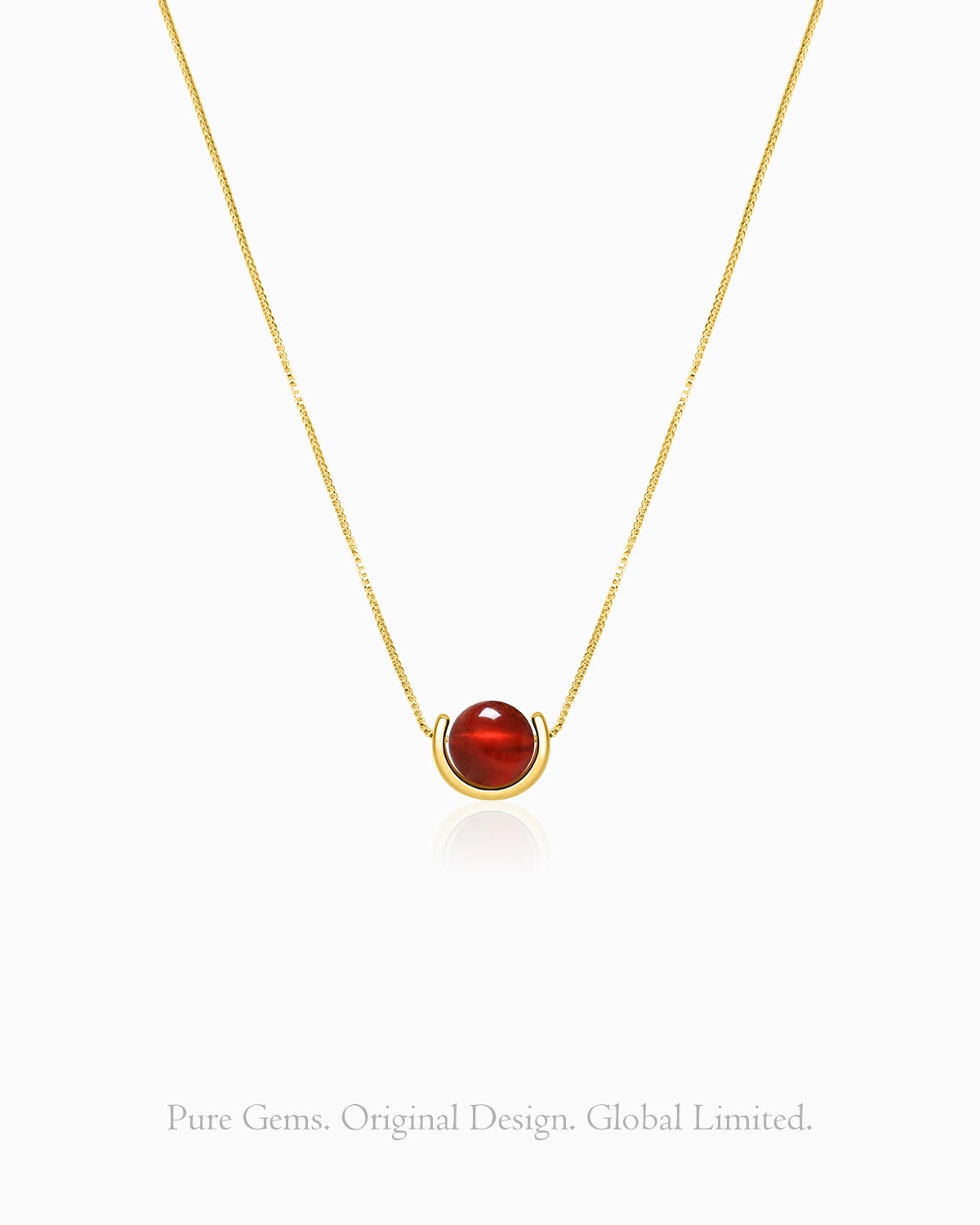 Garnet U-Shape Gold Plated Sterling Silver Necklace