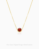 Garnet U-Shape Gold Plated Sterling Silver Necklace