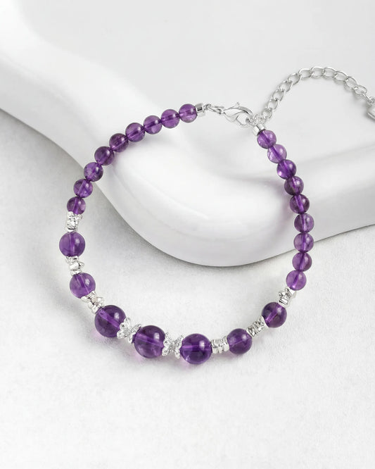 graduated amethyst gold plated beaded bracelet