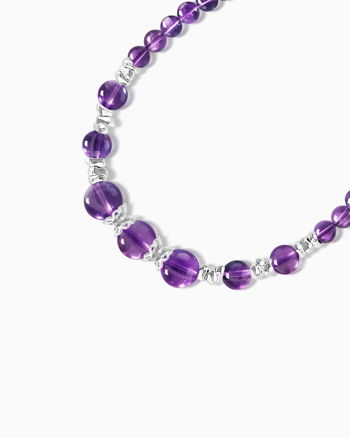 Amethyst Graduated 14K Gold Plated Beaded Bracelet