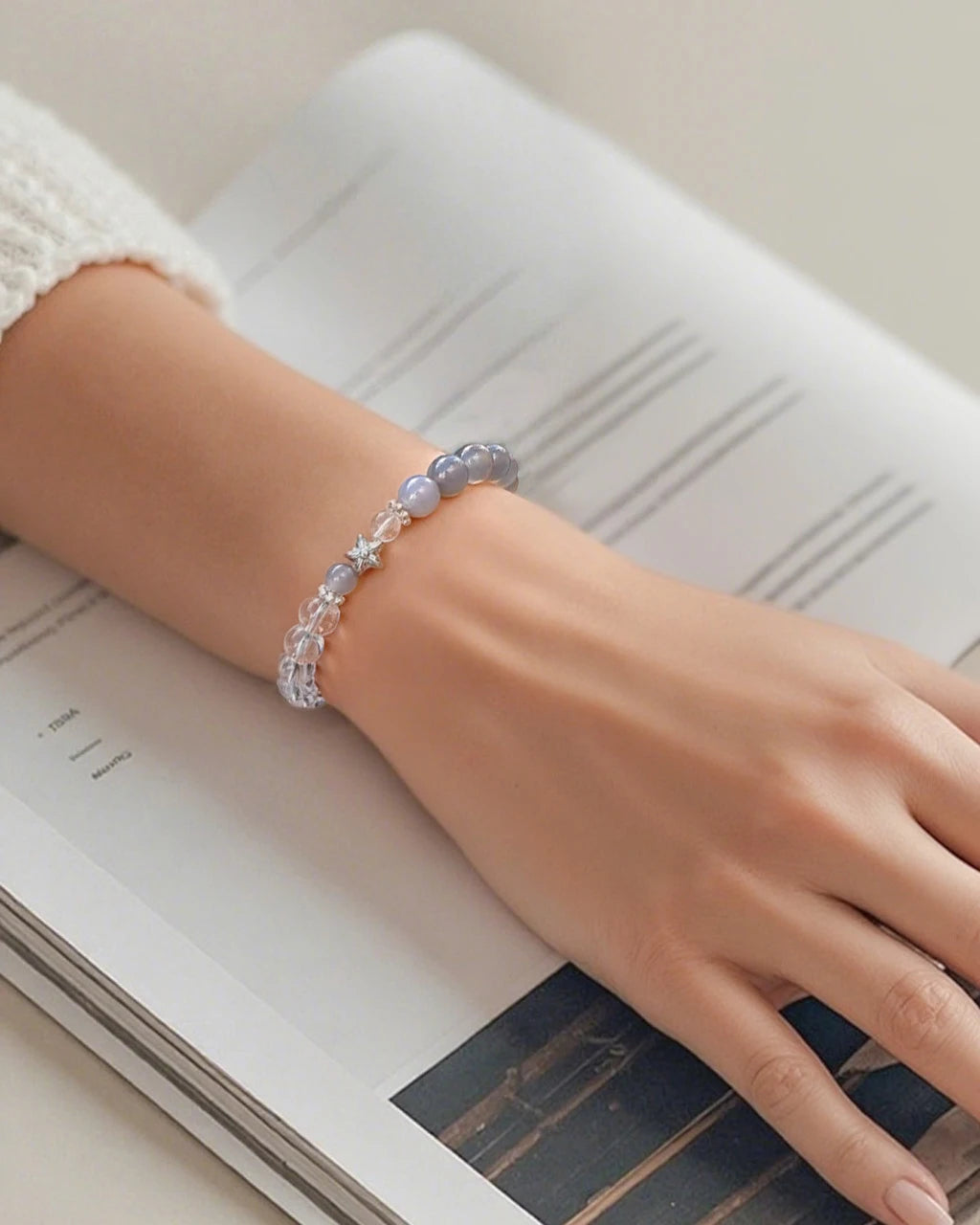 Clear Quartz Smoky Quartz 14K Gold Plated Beaded Bracelet