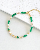 Green Agate Pearl Gold Bracelet – Healing & Balance