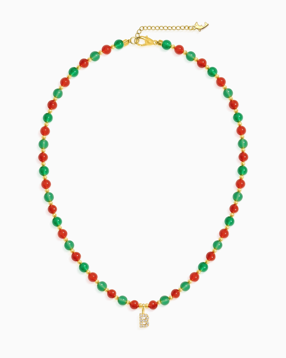 green & red agate beaded necklace with Pendant