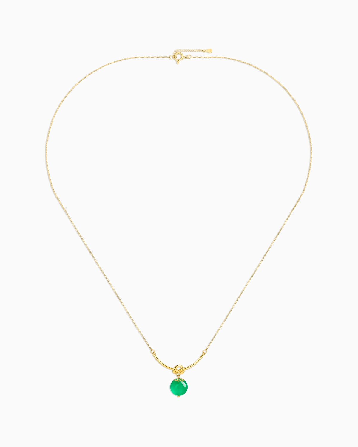 gold chain green agate necklace