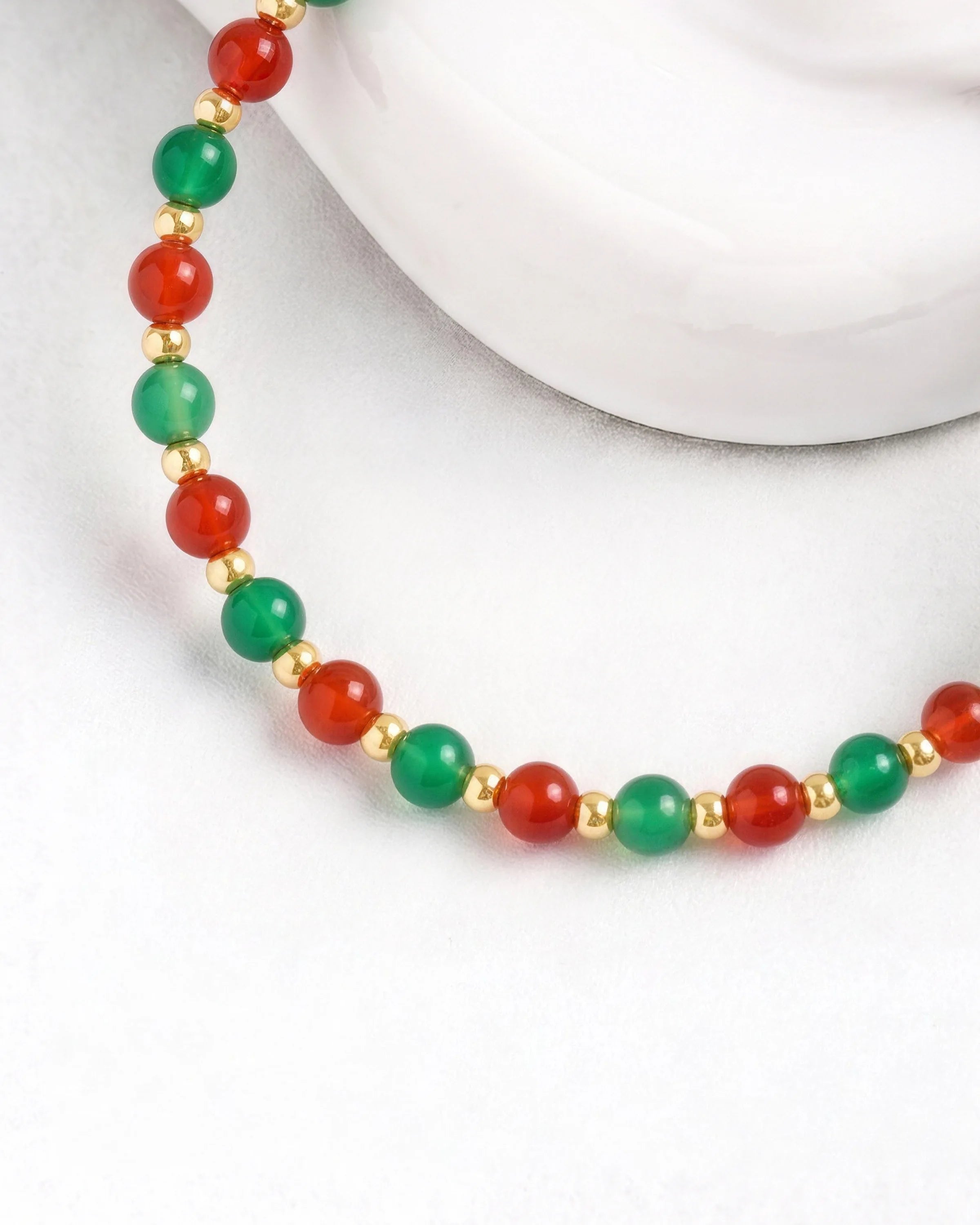 green and red agate beaded bracelet – jewelry for may birthday