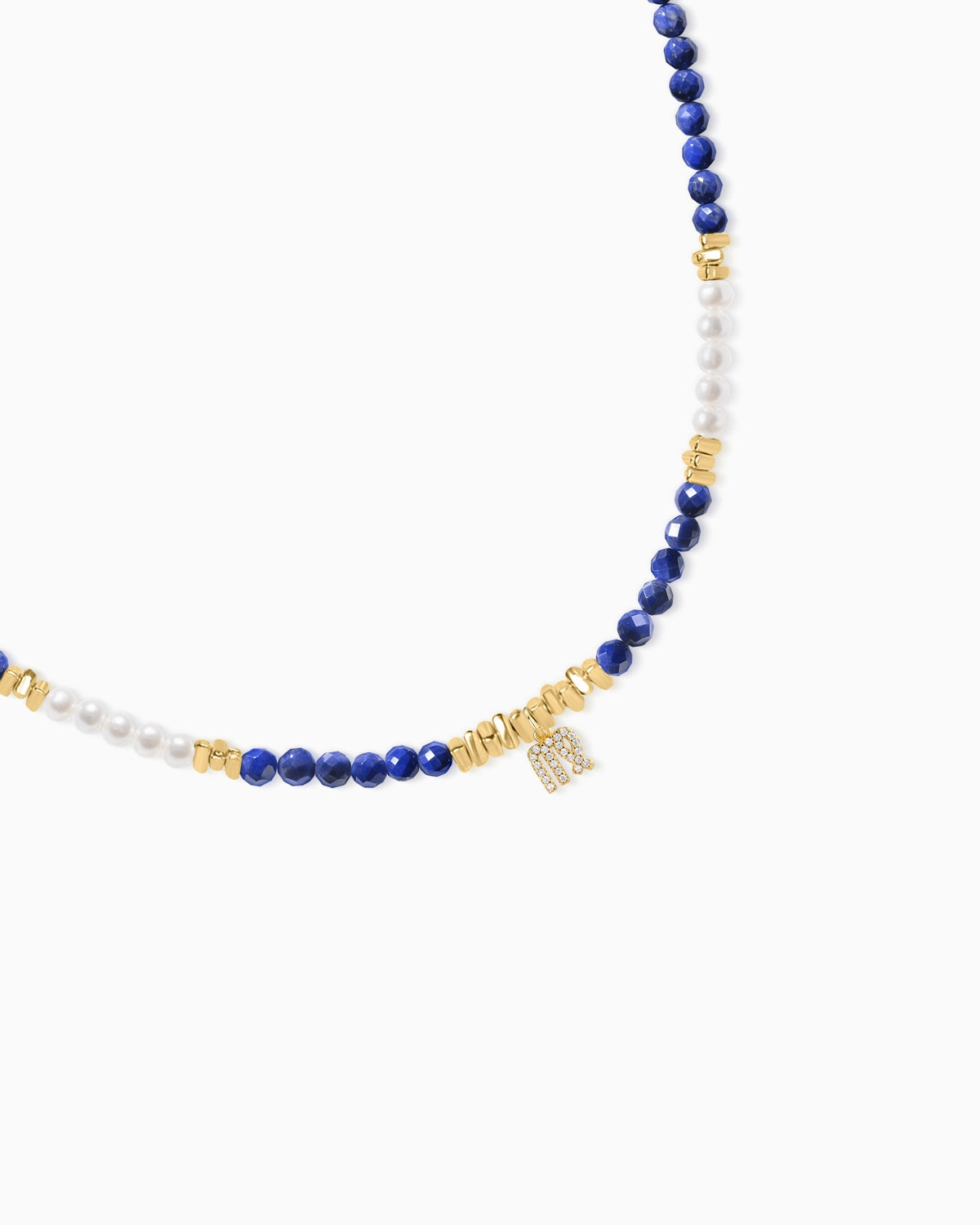 lapis lazuli beaded zodiac necklace detail