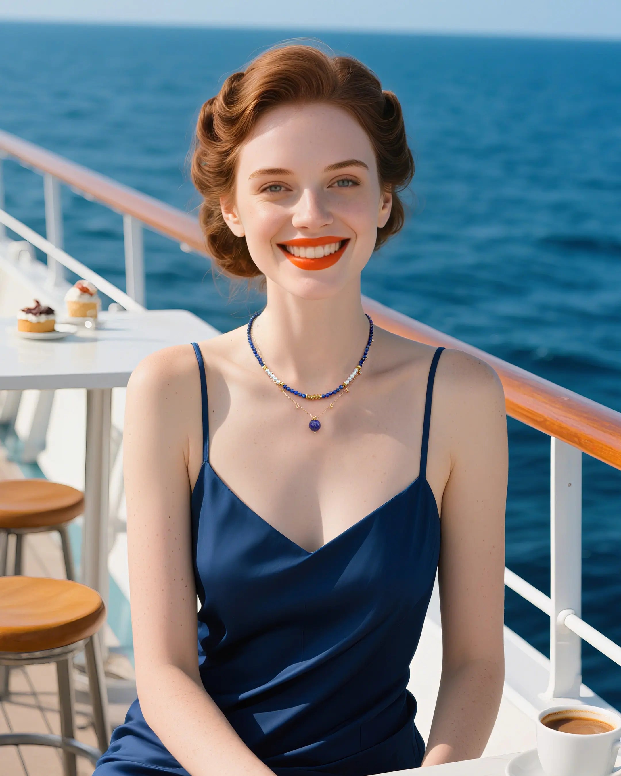 lapis lazuli Beaded Necklace Set