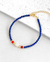 Lapis Lazuli Red Agate Gold Bracelet – Wisdom & Protection