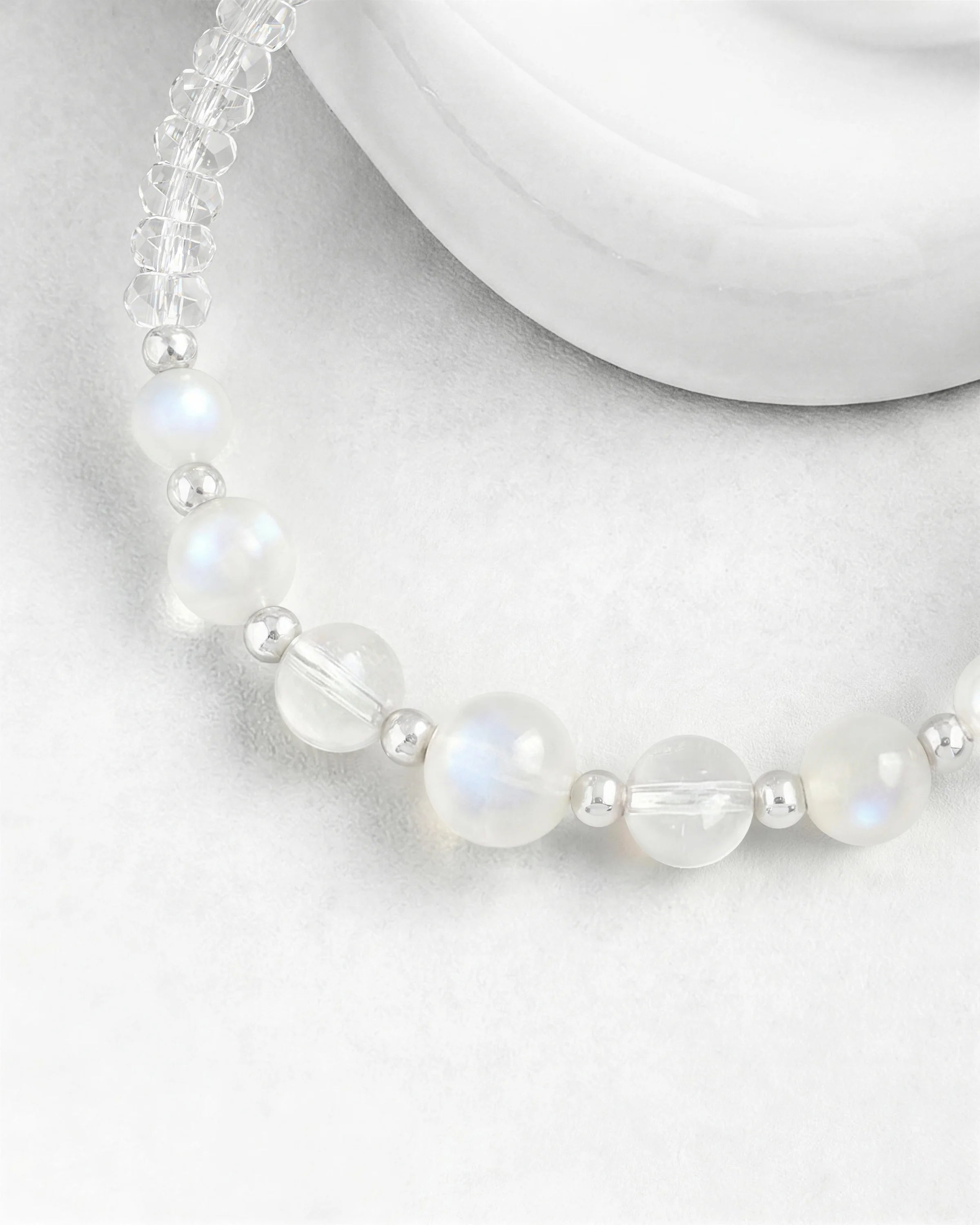 moonstone and clear quartz beaded bracelet – jewelry for june birthday