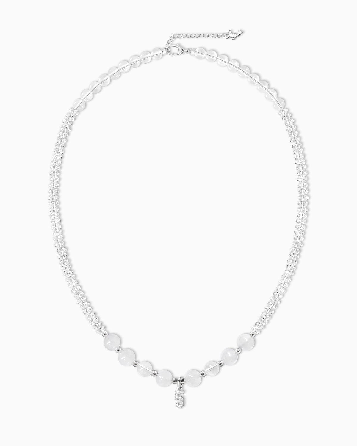 moonstone beaded necklace with number pendant