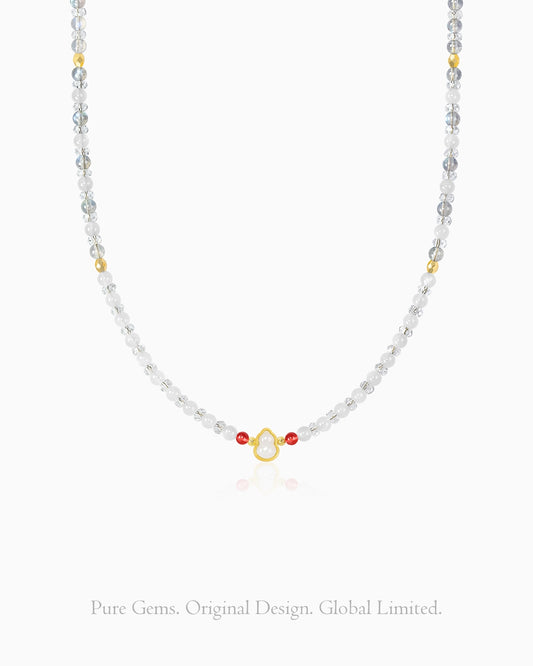 Moonstone Clear Quartz Gold Plated Sterling Silver Necklace – Intuition & Balance