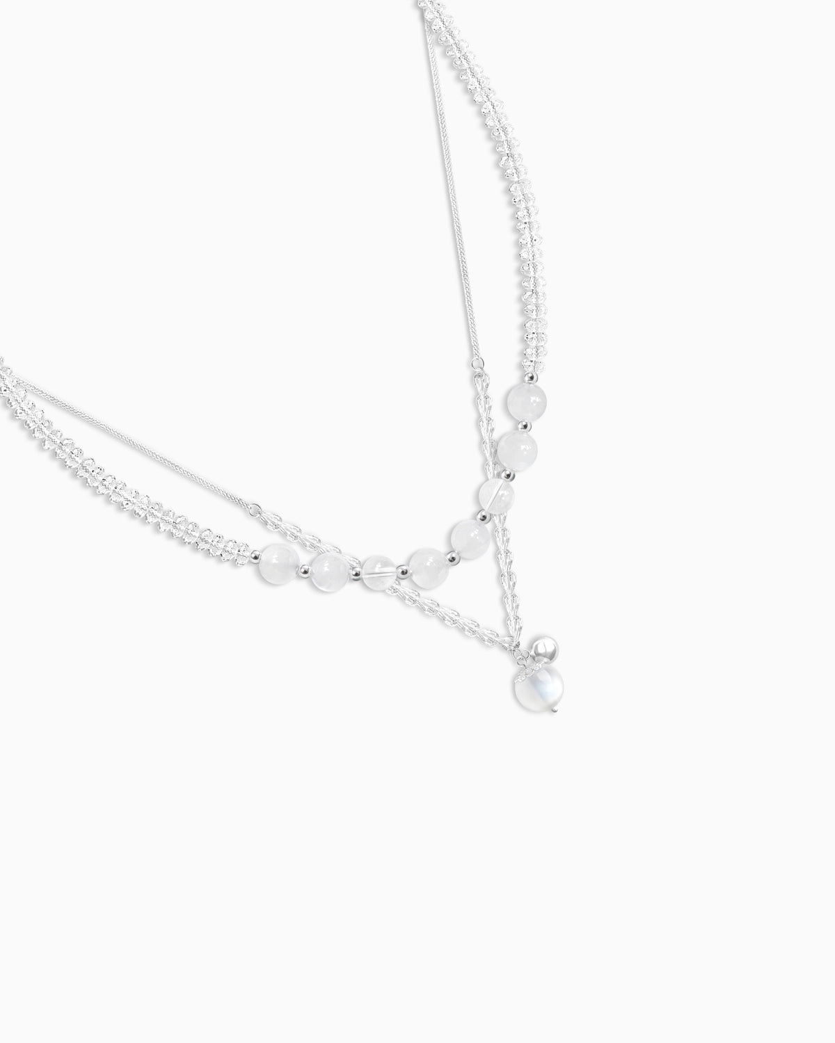 Moonstone Beaded Necklace Set detail