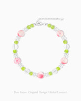 peridot beaded bracelet with clear quartz & rhodonite