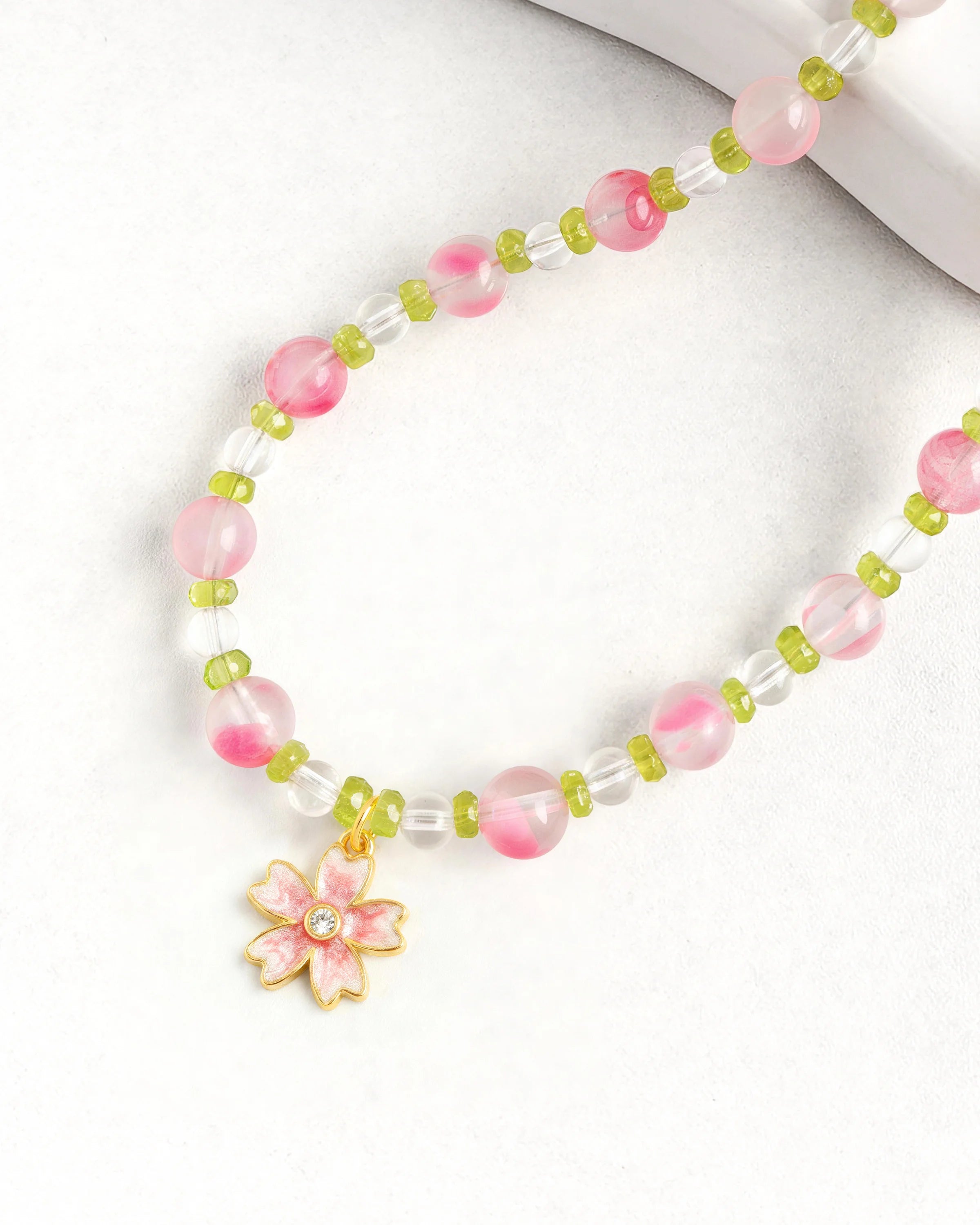 peridot beaded necklace detail