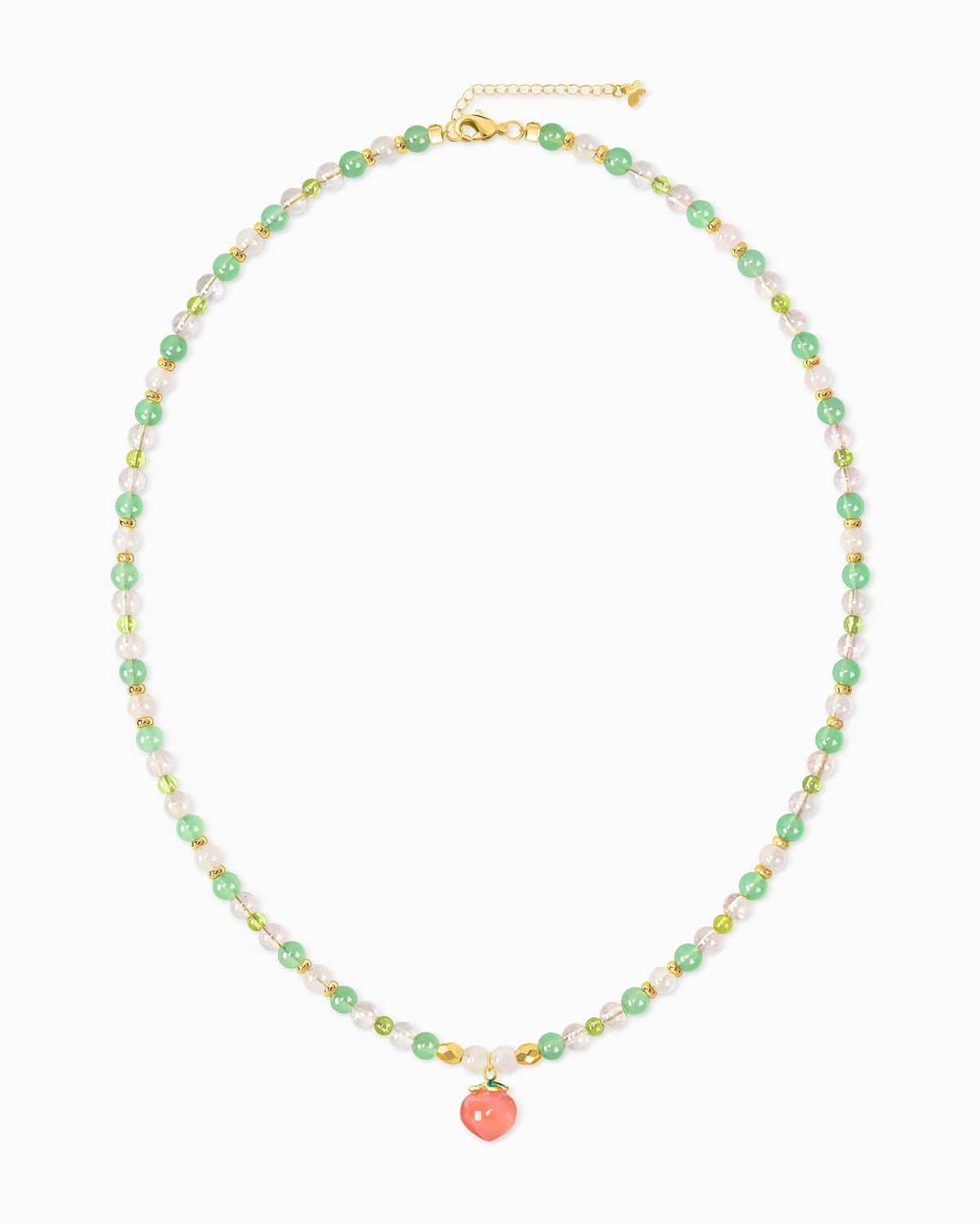 Peridot Rose Quartz Aventurine 14K Gold Plated Necklace