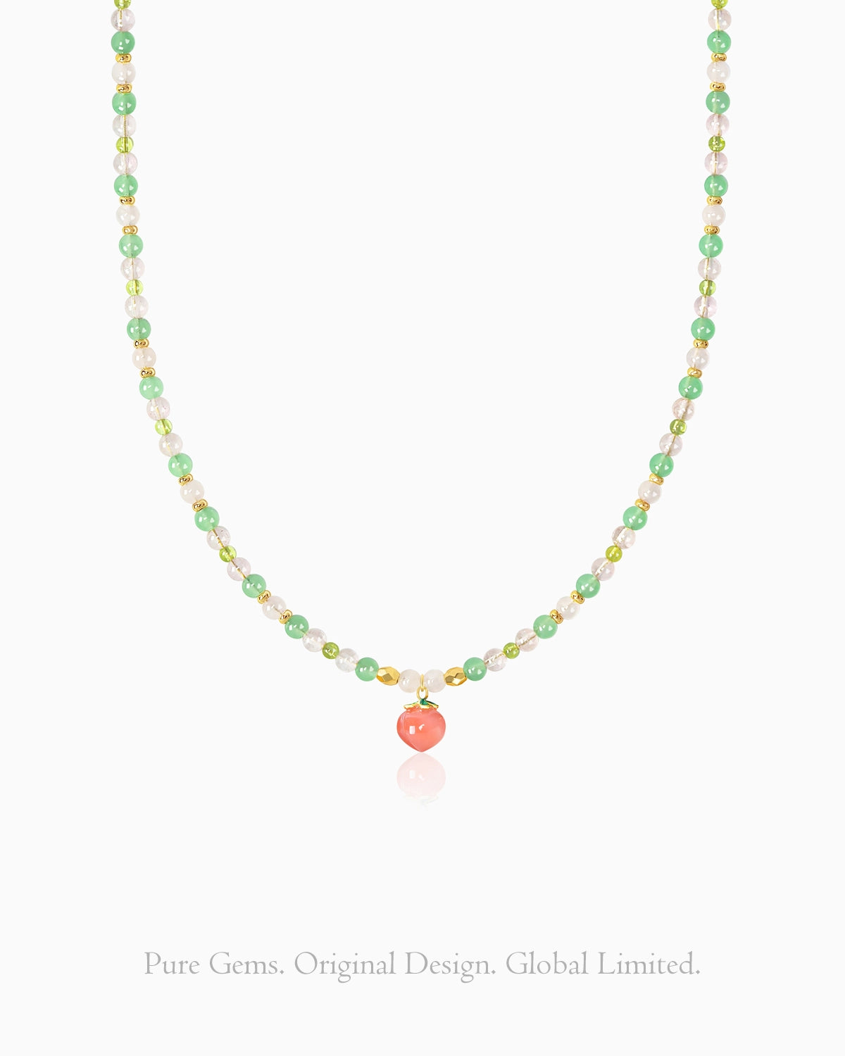 Peridot Rose Quartz Aventurine 14K Gold Plated Necklace