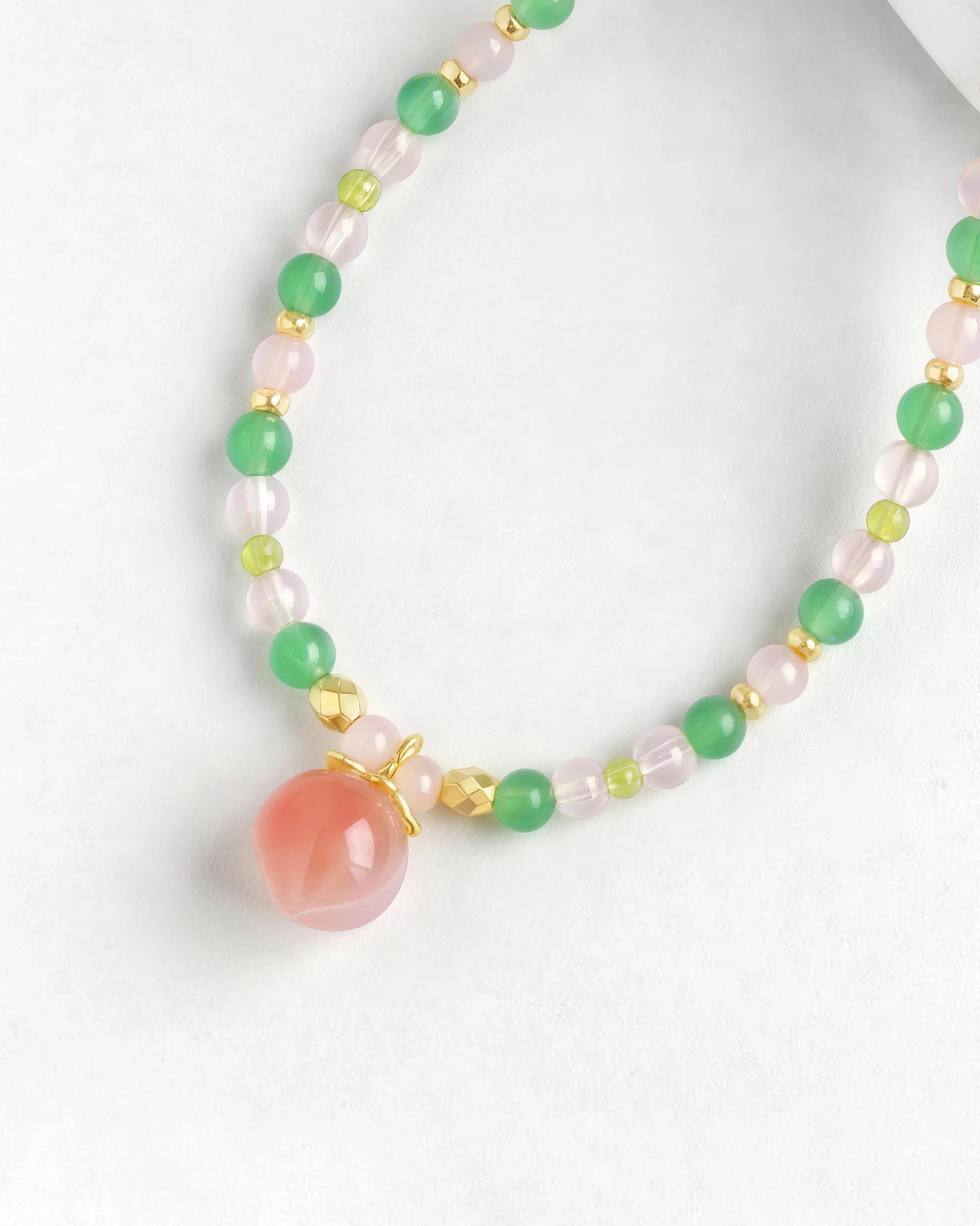Peridot Rose Quartz Aventurine 14K Gold Plated Necklace