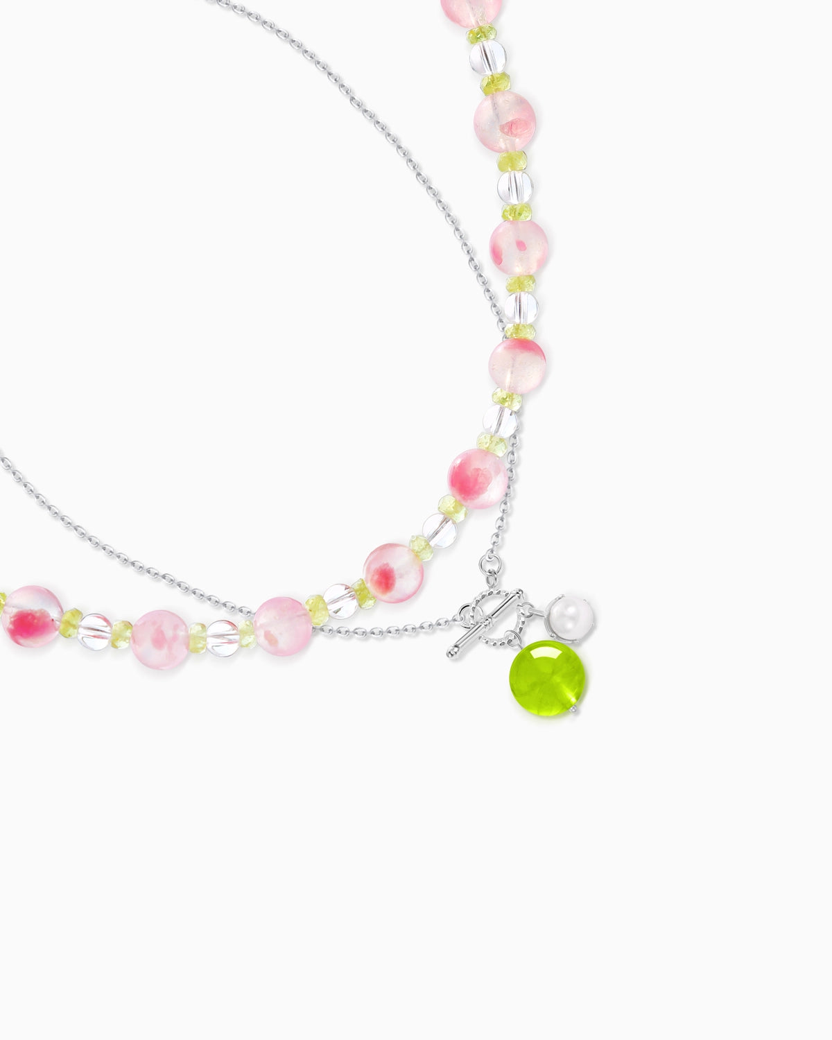 Peridot Beaded Necklace Set detail