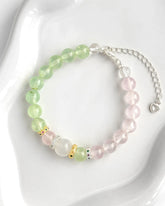 Prehnite Rose Quartz Silver Bracelet – Love & Peace