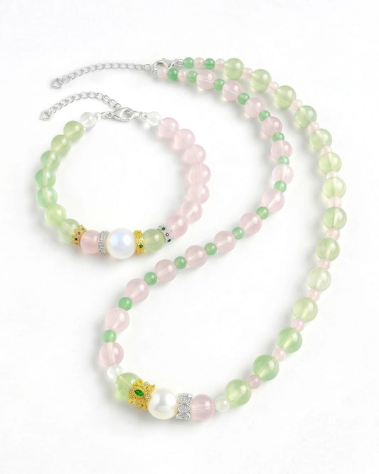 prehnite rhodonite jewelry set