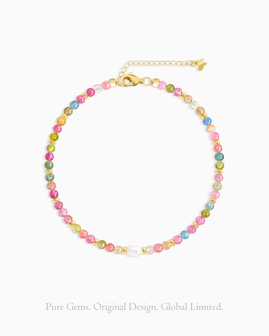 Rainbow Tourmaline Pearl 14K Gold Plated Bracelet – Love & Healing