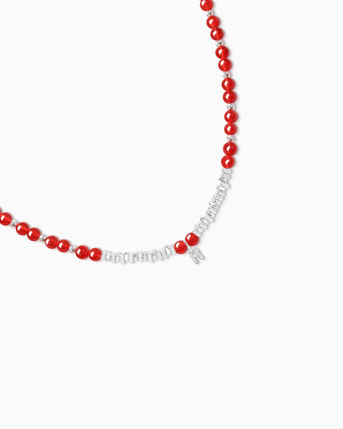 red agate beaded necklace detial