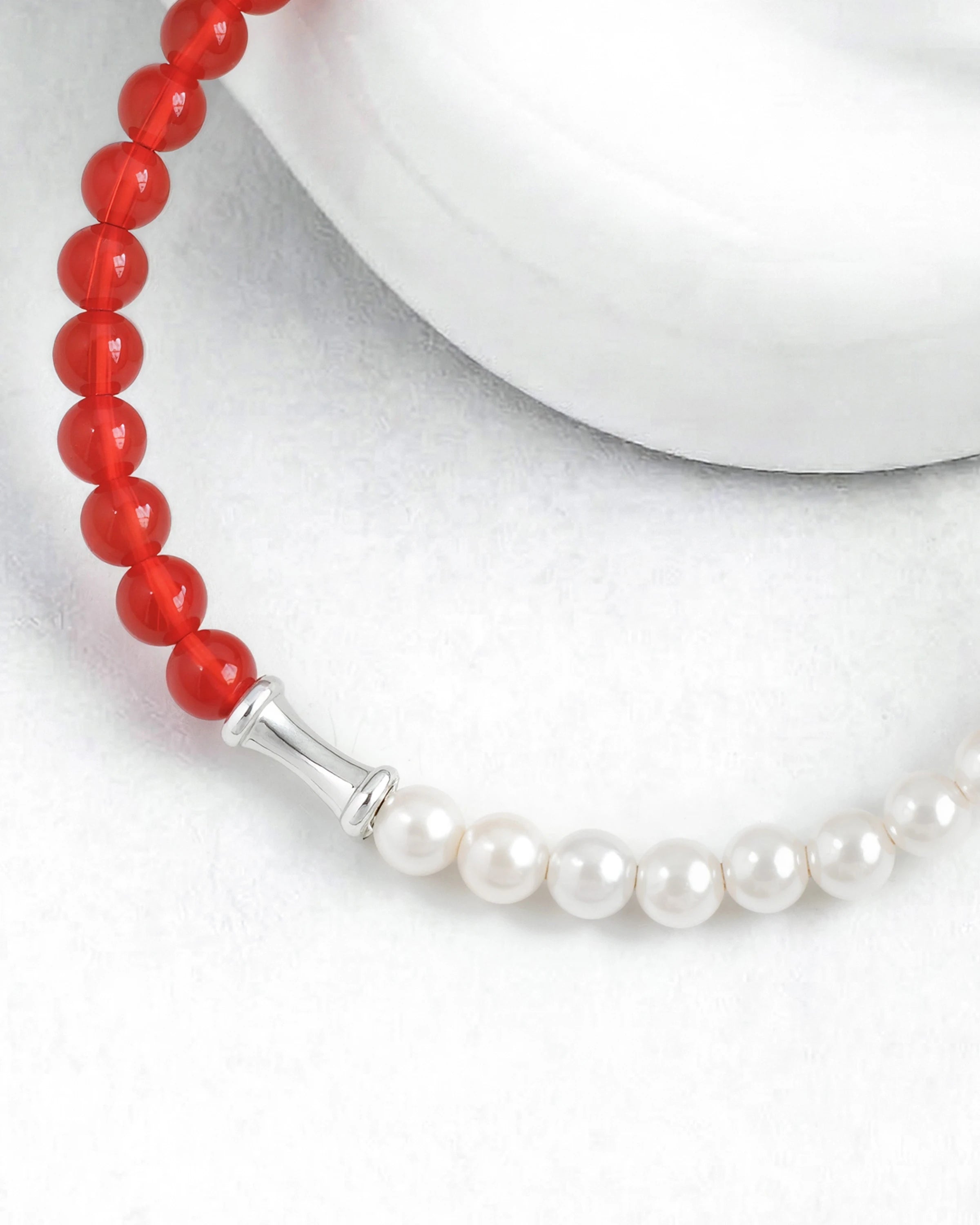Red Agate Pearl 14K Gold Plated Bracelet