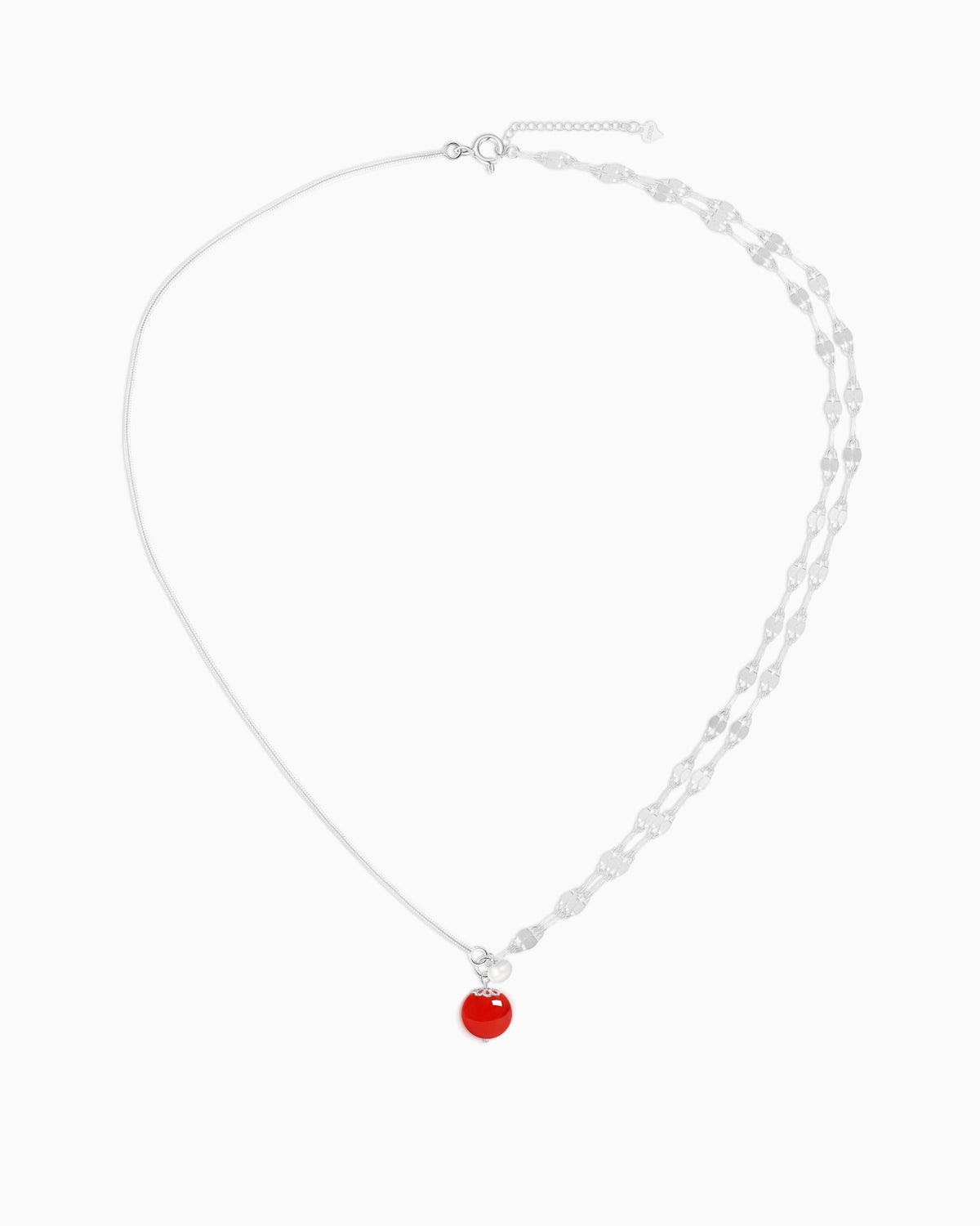 red agate mixed chain pendant necklace