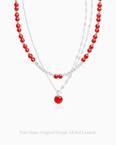 Red Agate Beaded Necklace Set