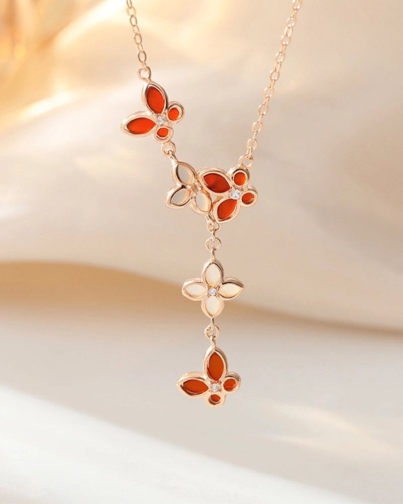 Red Agate Gold Plated Sterling Silver Necklace