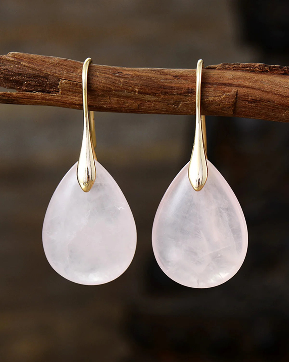 rose quartz 14k gold plated earrings