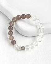 Clear Quartz Smoky Quartz Beaded Bracelet – Clarity & Balance